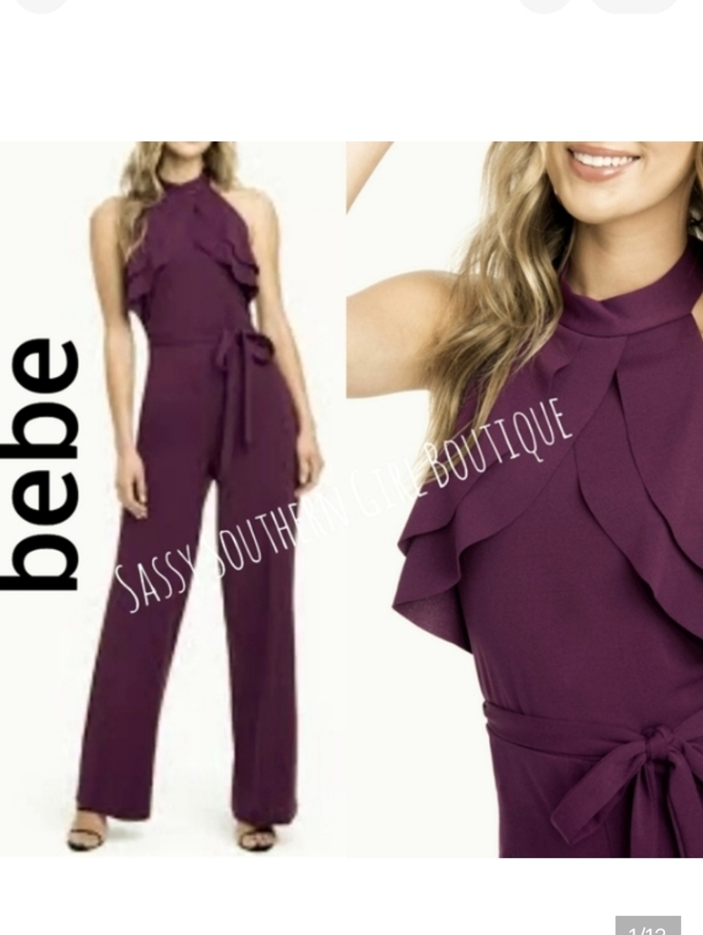 🆕⭐ Bebe Plum purple ruffle jumpsuit